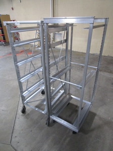 lot 263 image: MISC. BRAND ROLLING  PAN HOLDING RACKS