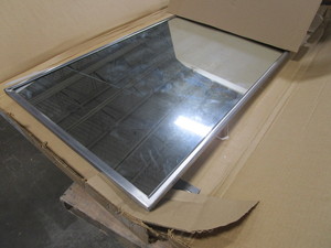 lot 459 image: BRADLEY GLASS MIRROR FRAMED IN STAINLESS STEEL- NEW