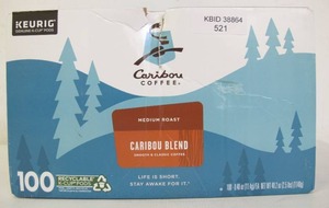 lot 521 image: Caribou Coffee Medium Roast Caribou Blend Coffee - 100 Keurig K-Cup Pods
