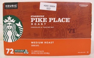 lot 522 image: STARBUCKS Pike Place Roast 72 Pack of Keurig K-Cup Pods