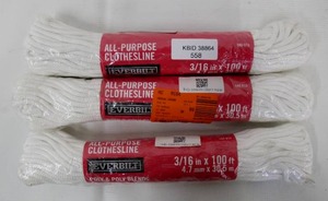 lot 558 image: 3-Pack Everbilt All Purpose Rope - 316 In - 300 Feet Total
