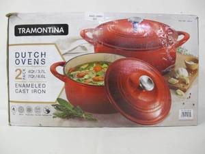 lot 591 image: Tramontina Enameled Cast Iron Dutch Oven 7 Quart