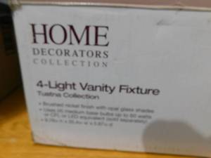 lot 15 image: Tustna 4-Light Brushed Nickel Bathroom Vanity Light with Opal Glass Shades