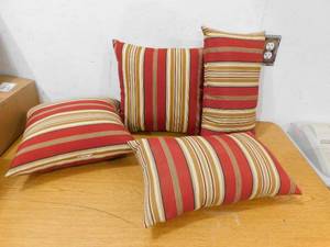 lot 17 image: (4) Roma Stripe Lumbar Outdoor Throw Pillow