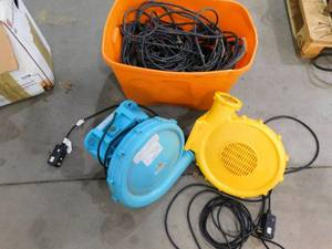 lot 37 image: 2 Blower Fans For Inflatable Bounce Houses plus Extra cords