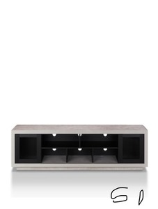 Furniture of America Chapin 71 in. Black Particle Board TV Stand Fits TVs Up to 80 in. with Storage Doors