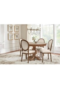 Home Decorators Collection Ellington Haze Wood Upholstered Dining Chair with Rounded Back Ivory Seat (Set of 2) (19 in. W x 38 in. H)
