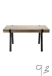 JAYDEN CREATION Olympia Grey Rectangle Dining Table with Black Metal Legs
