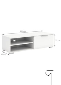 Tvilum Match 46 in. White High Gloss Engineered Wood TV Stand Fits TVs Up to 55 in. with Adjustable Shelves