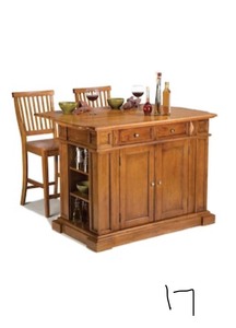 HOMESTYLES Americana Distressed Cottage Oak Kitchen Island With Drop Leaf