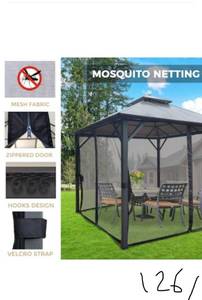 LAUREL CANYON 10 ft. x 10 ft. Insulated Aluminum Outdoor Patio Gazebo with Double Roof and Netting