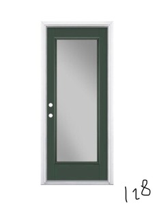 Masonite 32 in. x 80 in. Full Lite Right-Hand Inswing Painted Smooth Fiberglass Prehung Front Door w Brickmold, Vinyl Frame