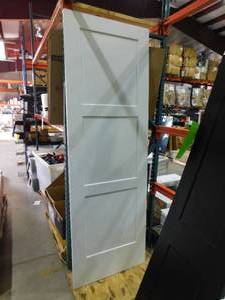 lot 43 image: 32 in. x 96 in. Monroe White Painted Smooth Solid Core Molded Composite MDF Interior Door Slab