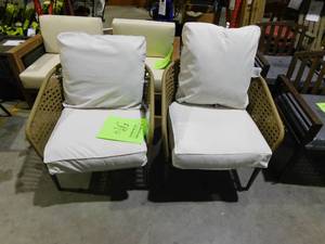 lot 59 image: Coral Vista Brown Wicker Outdoor Patio Lounge Chair with CushionGuard Almond Tan Cushions (2-Pack)