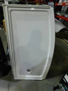 lot 105 image: Ovation Curve 30 in. x 60 in. Single Threshold Left Hand Drain Shower Base in Arctic White by American Standard