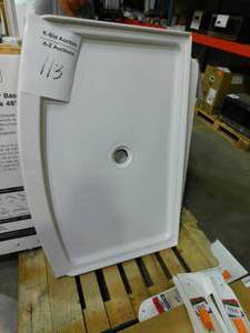 lot 113 image: Ovation Curve 30 in. x 48 in. Single Threshold Shower Base in Arctic White
