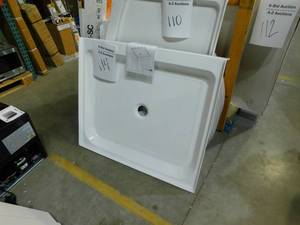 lot 114 image: Voltaire 42 in. x 36 in. Acrylic Single-Threshold Center Drain Shower Base in White