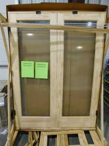 lot 37 image: 60 in. x 80 in. Both Active Unfinished Pine Wood Full Lite Clear Prehung Interior French Door by MMI Door