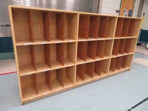 lot 58 image: 36 cubby wooden shelf