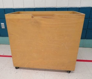 lot 78 image: Solid wood shelf on castors