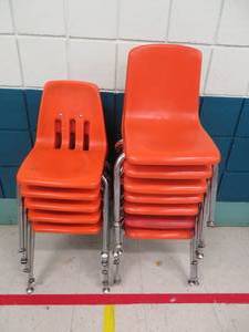 lot 110 image: 12 orange childrens chairs