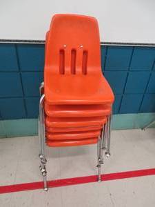 lot 111 image: 6 small orange, childrens chairs