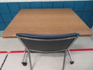 lot 115 image: rolling desk on castors with chair