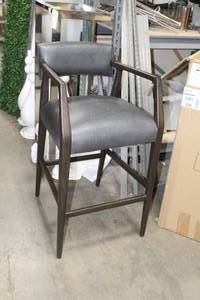 lot 811 image: Tyler Charcoal Leather Wood Bar Arm Chair