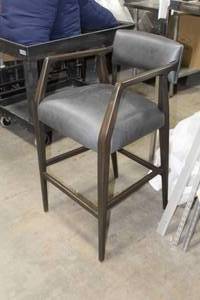 lot 1050 image: Tyler Charcoal Leather Wood Bar Arm Chair