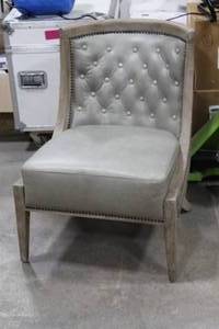 lot 1039 image: Grey Leather Wood Formal Living Room Chair