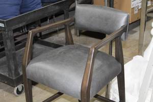 lot 1049 image: Tyler Charcoal Leather Wood Bar Arm Chair
