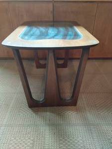 Vintage Glass Insert End Table