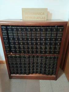 Collection of 1968 Encyclopedia Britannica Set with Bookshelf