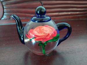 Glass Teapot Paperweight