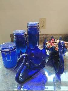 Collection of Cobalt Blue Glass Dcor