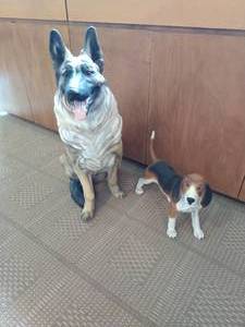 Two Large Dog Statues