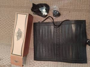 Harley Davidson Genuine Leather Backgammon Set