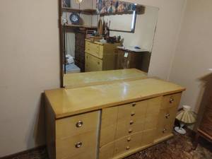 Yellow Kent Coffey low boy with mirror