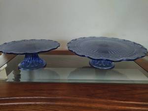 Cobalt blue set of 2 cake stands
