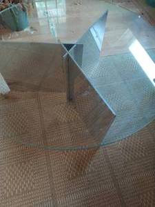 Round Glass Top Coffee Table with Metal Base