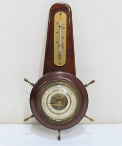 lot 58 image: Vintage German Nautical Ships Wheel Wall Barometer