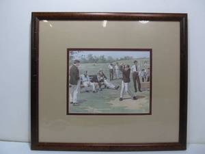 lot 113 image: VINTAGE GOLF ART PRINT AT THE SEVENTH TEE FROST