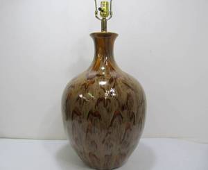 lot 114 image: Mid Century Lava Drip Glaze Ceramic Lamp Table Large