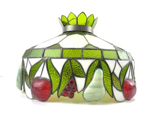 lot 272 image: Excellent Large Vintage Slag Glass Fruit Hanging Pendant Lamp