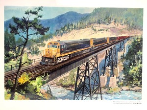 lot 262 image: Very Nice Vintage NORTHERN PACIFIC Railroad Rocky Mountains Framed Print