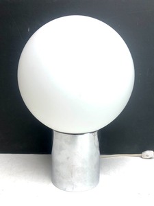 lot 275 image: Mid Century Chrome & White Glass Globe Moon Lamp