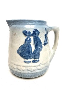lot 258 image: Antique Blue & White Stoneware Pitcher