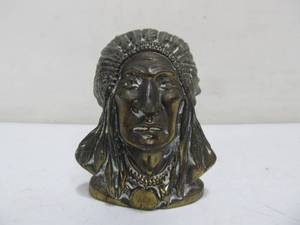 lot 145 image: Small Antique Brass Indian Chief 