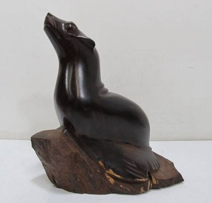 lot 148 image: Heavy Ironwood Carved Seal Sculpture