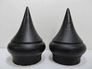 lot 155 image: 2 Large Antique Architectural Cast Iron Post Finials